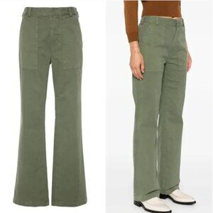 Nili Lotan Army Green Cotton Gaby Straight Leg Pants - 4, runs BIGGER!